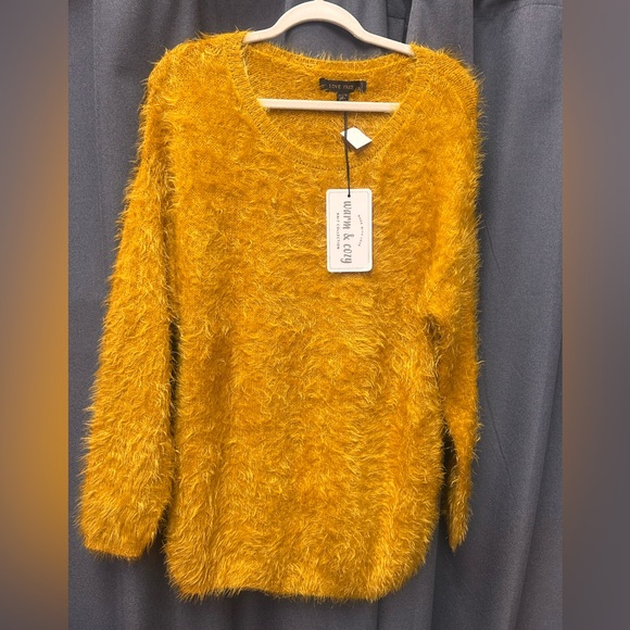 Cozy Mustard Yellow Fuzzy Sweater - Picture 1 of 2